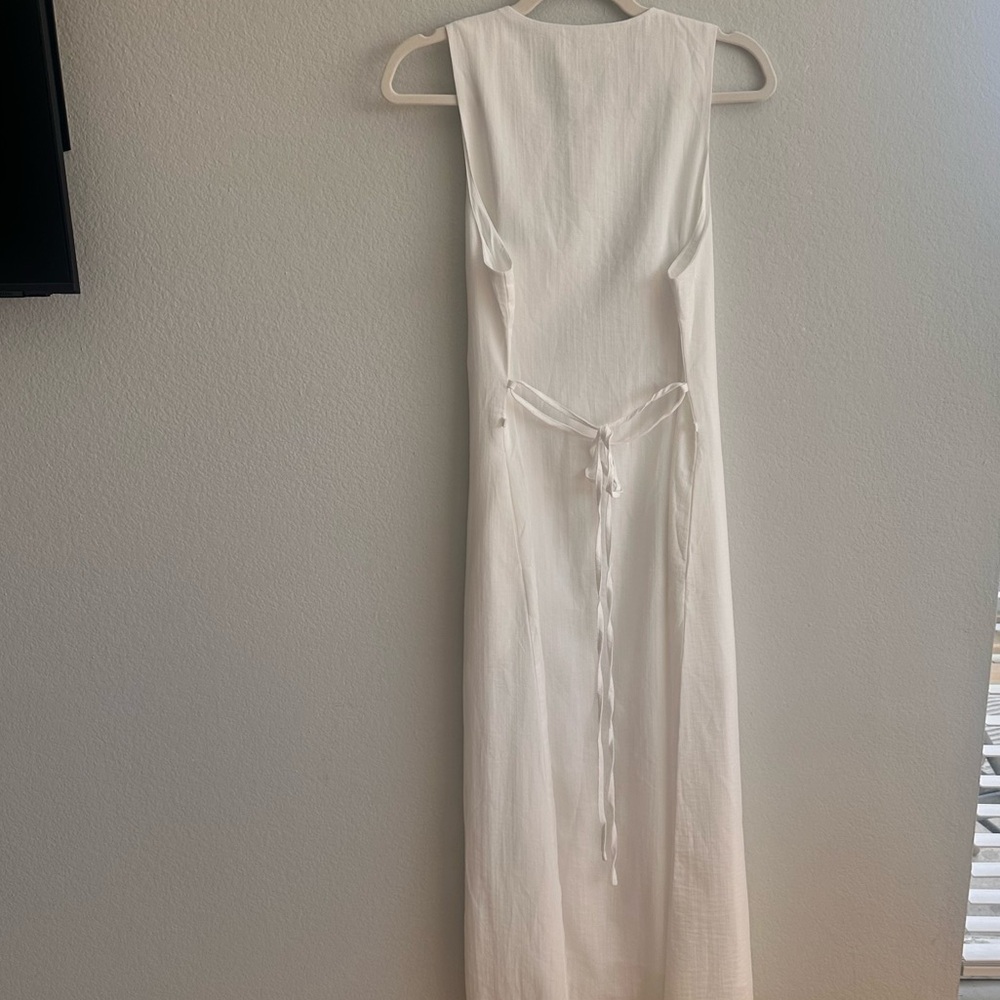 Commense Cotton & Linen Button-Front Sleeveless Dress With Tie NWT Size L - Picture 9 of 9